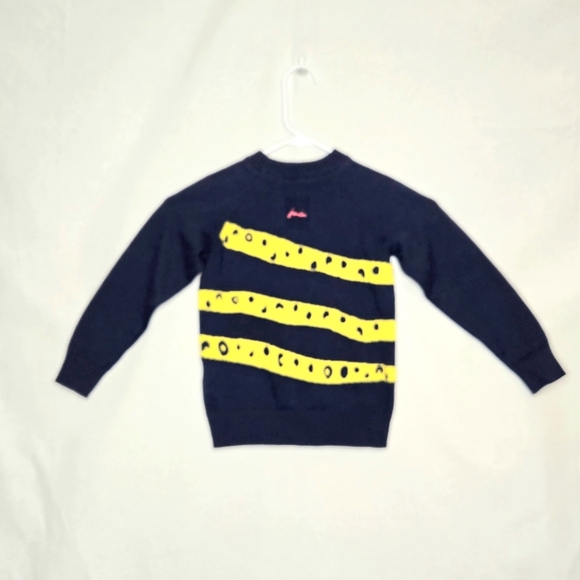 Joules Wrap-around Leopard Crew Neck Sweater. Navy/yellow. Size 4 Years. - Picture 2 of 14